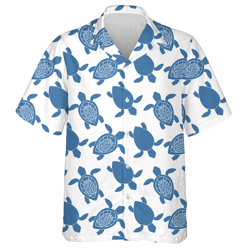 Scáthchruth Gorm Turtar Leithlisithe ar Chúlra Bán Léine Haváís, Bronntanas Léine Haváís, Bronntanas Nollag