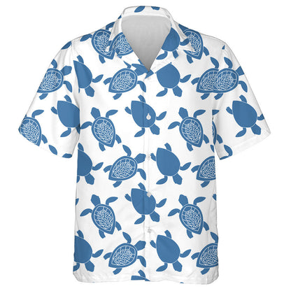 Scáthchruth Gorm Turtar Leithlisithe ar Chúlra Bán Léine Haváís, Bronntanas Léine Haváís, Bronntanas Nollag