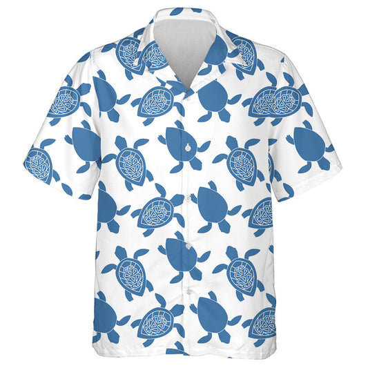 Scáthchruth Gorm Turtar Leithlisithe ar Chúlra Bán Léine Haváís, Bronntanas Léine Haváís, Bronntanas Nollag