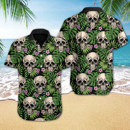 Patrún Trópaiceach Skull Léinte Aloha Haváís So0E87Ieh Muinchille Gearr Trá Shorts Haváís, Bronntanas Léine Haváís, Bronntanas Nollag