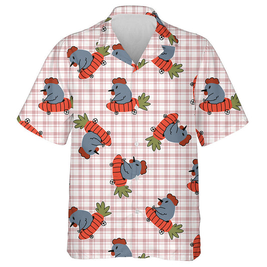 Cute Chickens In Easter Carrot Car Hawaiian Shirt,Hawaiian Shirt Gift, Christmas Gift