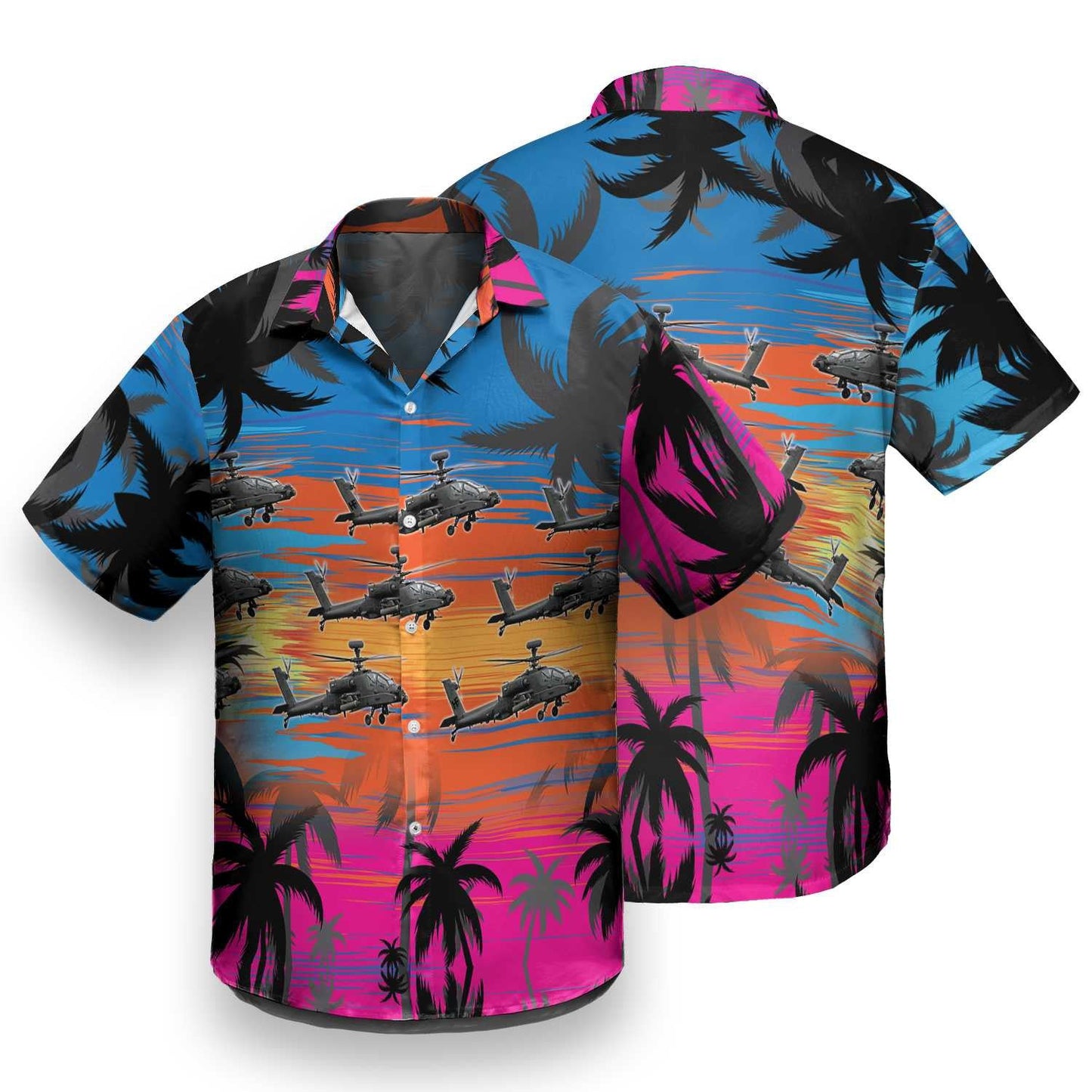 Great Helicopter Flies Dawn Sky Hawaiian Shirt,Hawaiian Shirt Gift, Christmas Gift