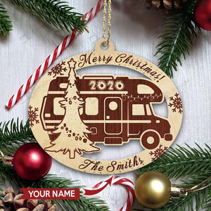 Camping Motorhome Christmas Personalized Ornament, Happy Christmas Ornament, Christmas Gift, Christmas Decoration