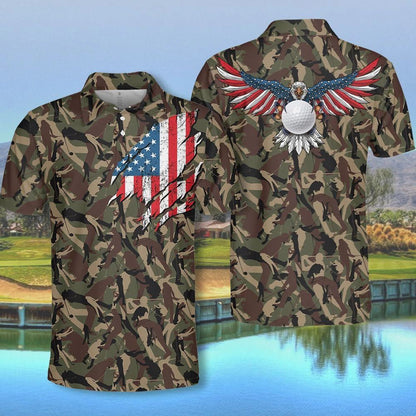 Golf Camouflage American Eagle Flag Hawaiian Shirt Pretty Design, Hawaiian Shirt Gift, Christmas Gift