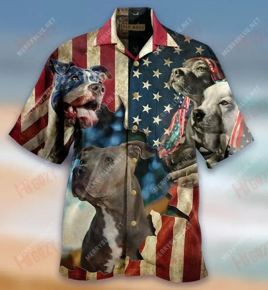 Cosanta ag American Pit Bulls Léine Haváí Unisex Muinchille Aigéan Muinchille Gearr Léinte Haváís Seanréalta Léinte Greannmhar Haváise, Bronntanas Léine Haváís, Bronntanas Nollag