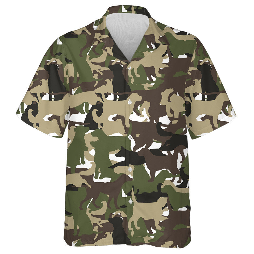 Modern Green Camouflage Dog Army Style Hawaiian Shirt, Hawaiian Shirt Gift, Christmas Gift