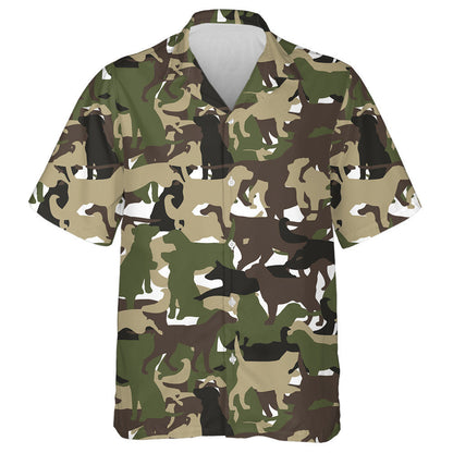 Modern Green Camouflage Dog Army Style Hawaiian Shirt, Hawaiian Shirt Gift, Christmas Gift