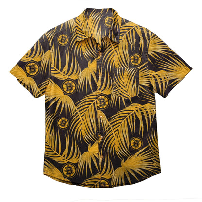 Boston Bruins Nhl Mens Hawaiian Aloha Button Up Shirt Hawaiian Shorts Beach Short Sleeve,Hawaiian Shirt Gift, Christmas Gift
