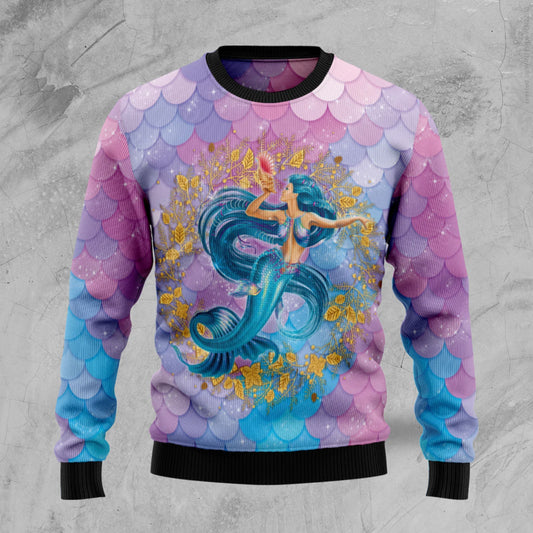 Awesome Mermaid unisex womens & mens, couples matching, friends, mermaid lover, funny family ugly christmas holiday sweater gifts