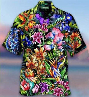 The Secret Floral And Dragon Design Hawaiian Shirt,Hawaiian Shirt Gift, Christmas Gift