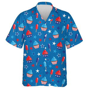 4th Of July Patriotic Ice Cream And Cupcakes Hawaiian Shirt, Hawaiian Shirt Gift, Christmas Gift