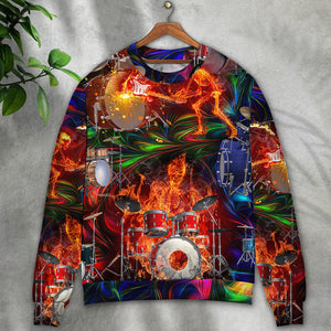 Drum Is My Life Fire Skull Colorful Style Ugly Christmas Sweater, Christmas Gift, Gift Christmas 2024