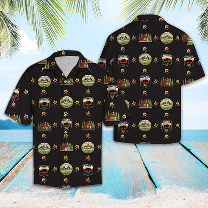 Happiness Is Camping Out Night Sky Hawaiian Shirt, Hawaiian For Gift