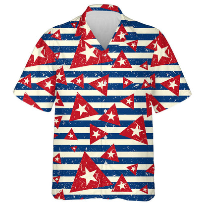 Réalta Triantán Spreagtha Monacrómach Dubh Gorm Bán Léine Haváí Stráice, Bronntanas Léine Haváís, Bronntanas Nollag