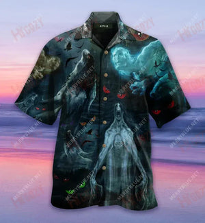 Amazing Ghost Unisex Hawaiian Shirt Summer Short Sleeve Tactical Hawaiian Shirt Hawaiian Shirt Pattern, Hawaiian Shirt Gift, Christmas Gift