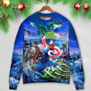 Christmas Santa Riding A Dragon Ugly Christmas Sweater, Christmas Gift, Gift Christmas 2024