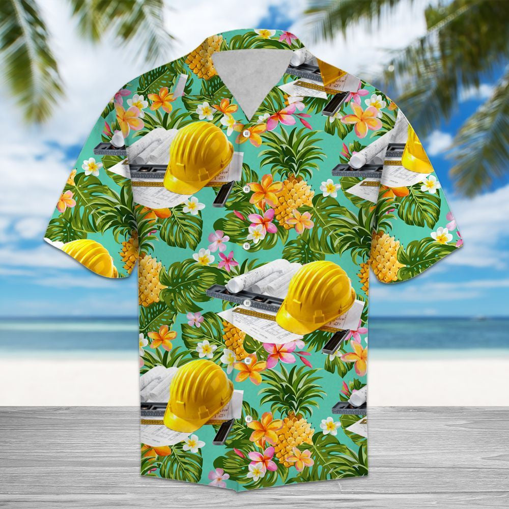 Tropical Pineapple Engineer Equipment Pattern Hawaiian Shirt,Hawaiian Shirt Gift, Christmas Gift