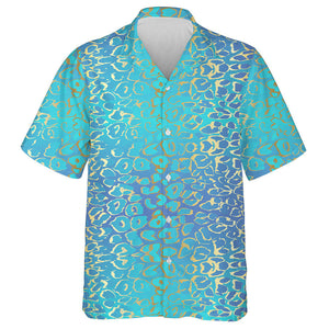 Animal Leopard Blue And Gold Texture Hawaiian Shirt, Hawaiian For Gift