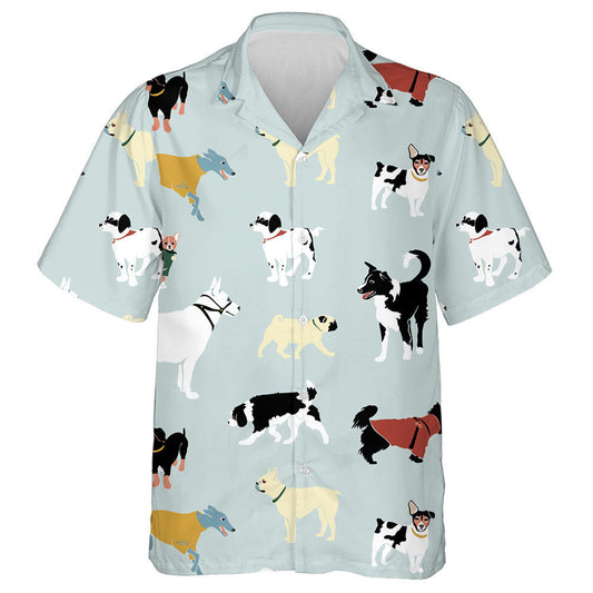 Dogs Of Different Breeds On Grey Hawaiian Shirt,Hawaiian Shirt Gift, Christmas Gift