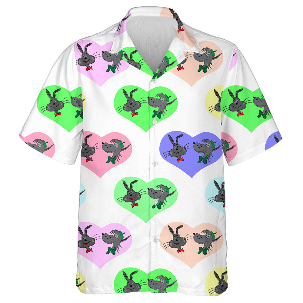 Hare And Wolf In The Colorful Heart Hawaiian Shirt, Hawaiian For Gift