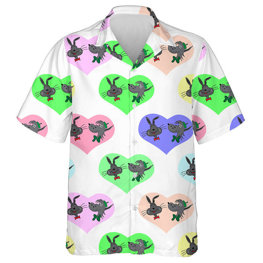 Hare And Wolf In The Colorful Heart Hawaiian Shirt, Hawaiian For Gift