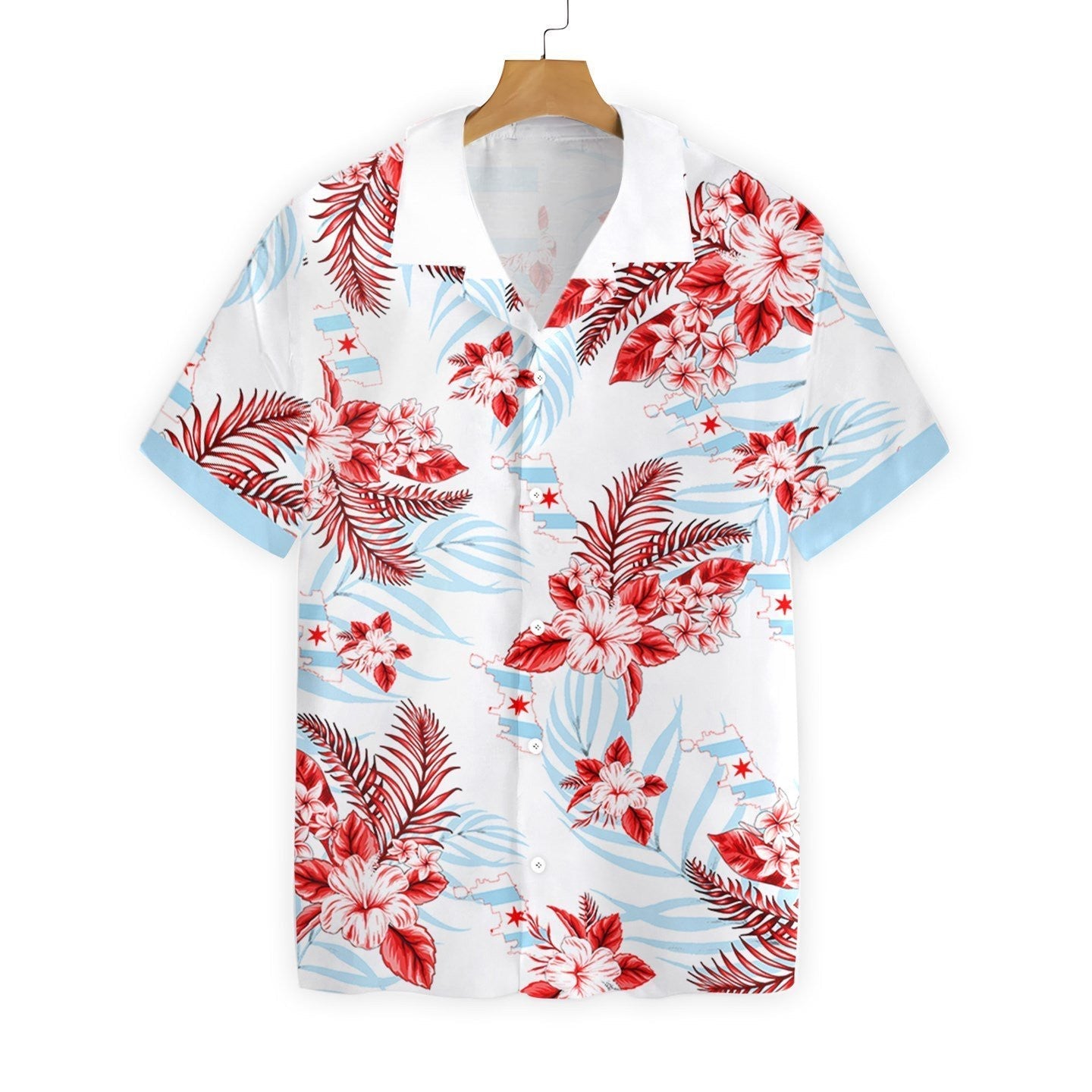 Chicago Proud Blue And Red Design Hawaiian Shirt, Hawaiian For Gift