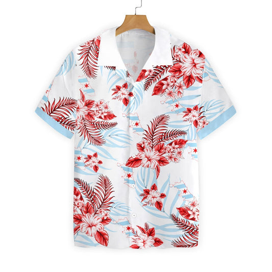 Chicago Proud Blue And Red Design Hawaiian Shirt, Hawaiian For Gift