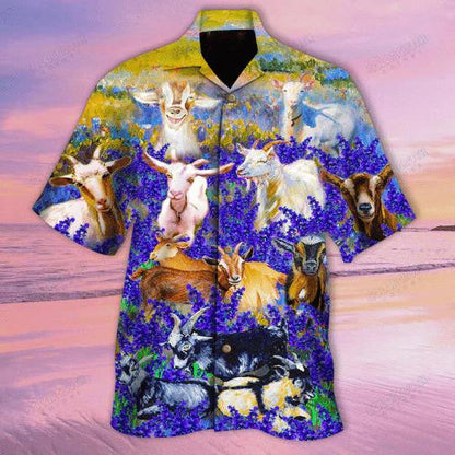 Gift For Animal Lovers Goats In Bluebonnets Hawaiian Shirt, Hawaiian Shirt Gift, Christmas Gift