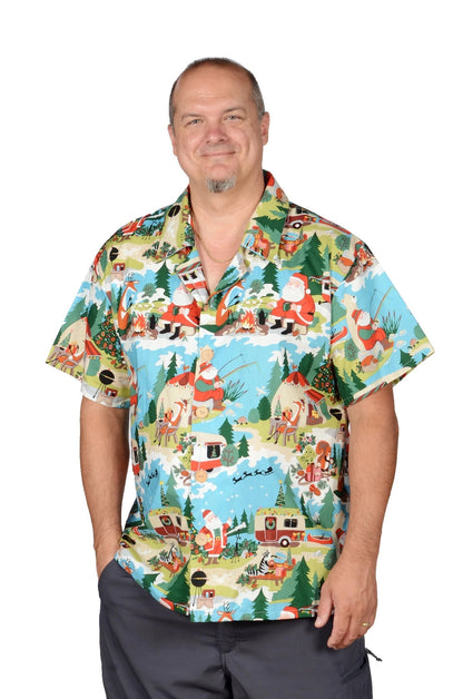 Camping Santa Loving Hometown Christmas Design Hawaiian Shirt, Hawaiian Shirt Gift, Christmas Gift