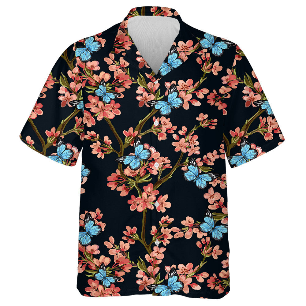 Féileacáin Le Bláthanna Trópaiceacha Seapánacha Léine Earraigh Haváís, haváís le haghaidh bronntanais