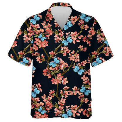 Féileacáin Le Bláthanna Trópaiceacha Seapánacha Léine Earraigh Haváís, haváís le haghaidh bronntanais