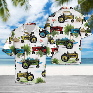 Colorful Tractor On Palm Tree Island Hawaiian Shirt,Hawaiian Shirt Gift, Christmas Gift