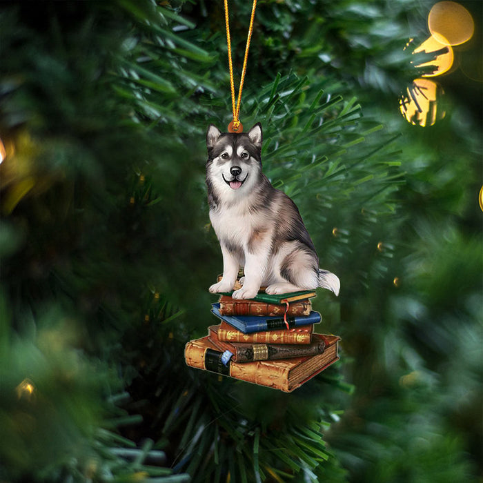 Alaskan Malamute-Sit On The Book Two Sides Christmas Plastic Hanging Ornament, Christmas Ornament Gift, Christmas Gift, Christmas Decoration
