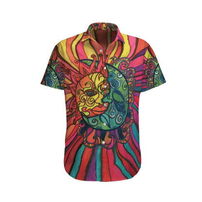 Colorful Sun Hippie Pattern Design Hawaiian Shirt,Hawaiian Shirt Gift, Christmas Gift