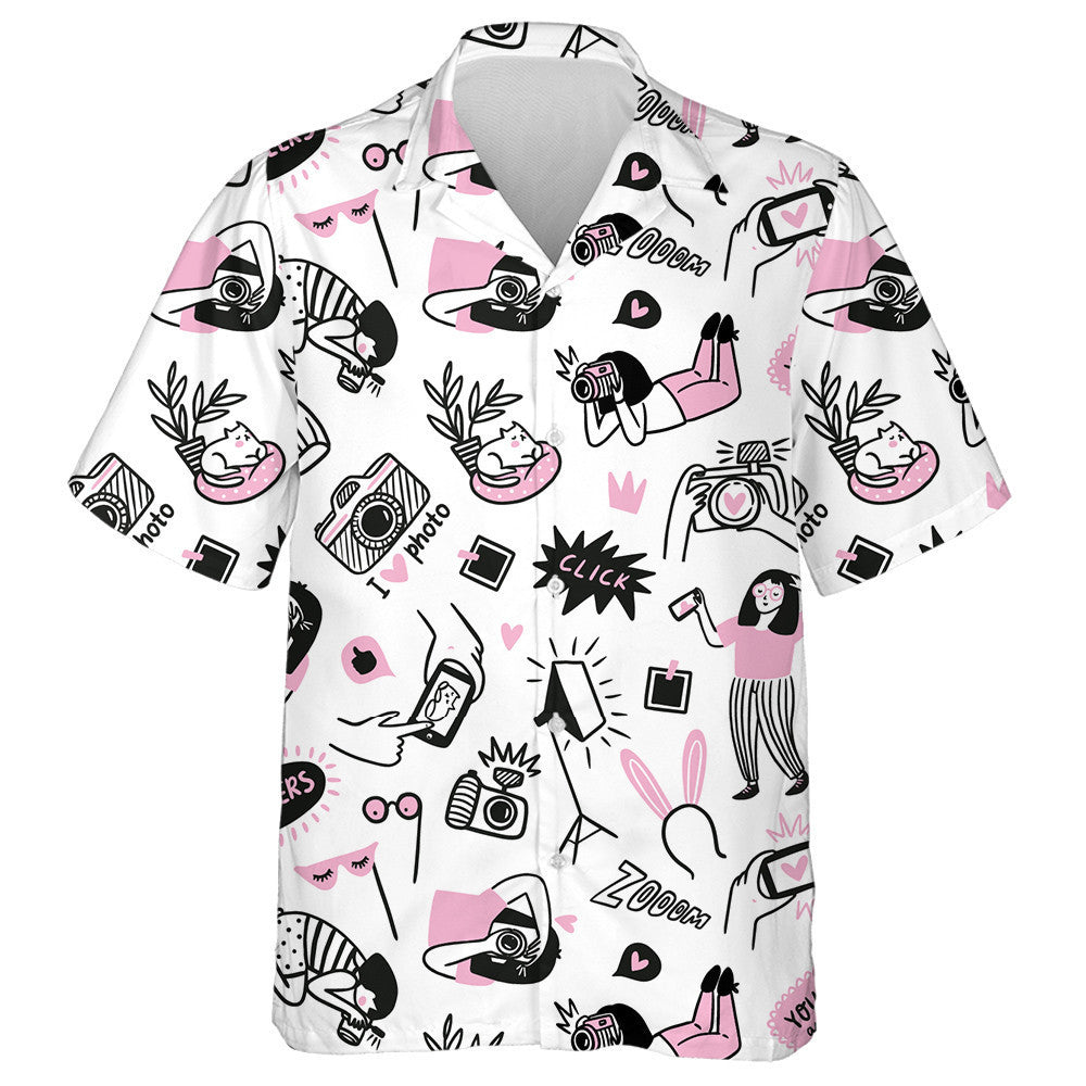 Photo Camera With Photographer And Cats Hawaiian Shirt,Hawaiian Shirt Gift, Christmas Gift