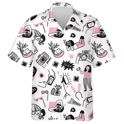 Photo Camera With Photographer And Cats Hawaiian Shirt,Hawaiian Shirt Gift, Christmas Gift