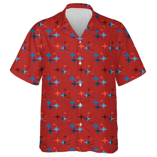Bling Stars Pattern Repeat In Red And Blue Hawaiian Shirt, Hawaiian Shirt Gift, Christmas Gift