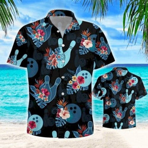 Bowling Black Aloha Hawaiian Shirts,Hawaiian Shirt Gift, Christmas Gift