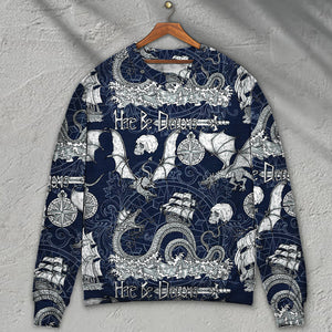 Dragon With Skull Old Ship Sea Life Ugly Christmas Sweater, Christmas Gift, Gift Christmas 2024