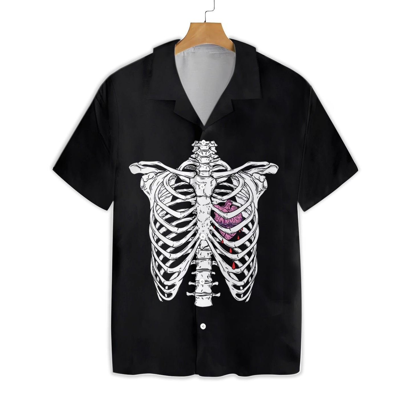 Rib Cage With Broken Heart Goth Design Hawaiian Shirt, Hawaiian Shirt Gift, Christmas Gift