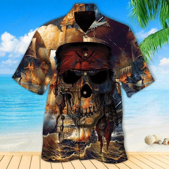 Skull Pirates Of The Sea Gift For Halloween Hawaiian Shirt, Hawaiian Shirt Gift, Christmas Gift