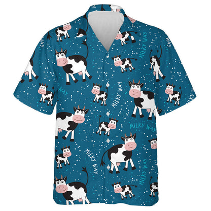 Cows Calves And The Starry Sky Hawaiian Shirt,Hawaiian Shirt Gift, Christmas Gift