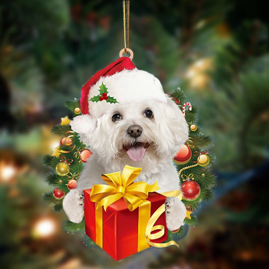Bichon-Dogs give gifts Hanging Christmas Plastic Hanging Ornament, Christmas Ornament Gift, Christmas Gift, Christmas Decoration