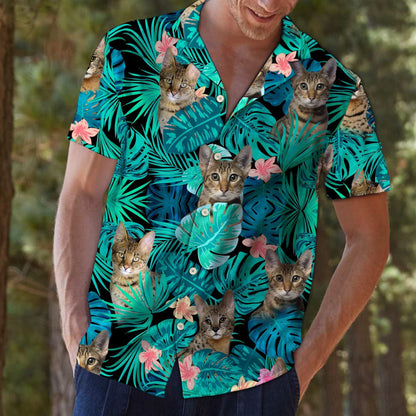 Domestic Cat Tropical Jungle Design Hawaiian Shirt,Hawaiian Shirt Gift, Christmas Gift