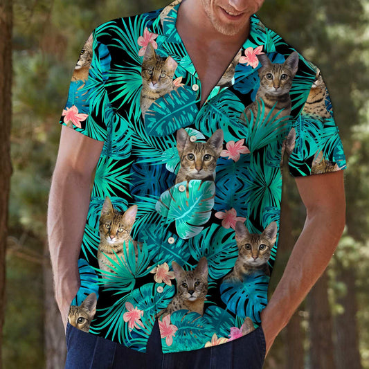 Domestic Cat Tropical Jungle Design Hawaiian Shirt,Hawaiian Shirt Gift, Christmas Gift