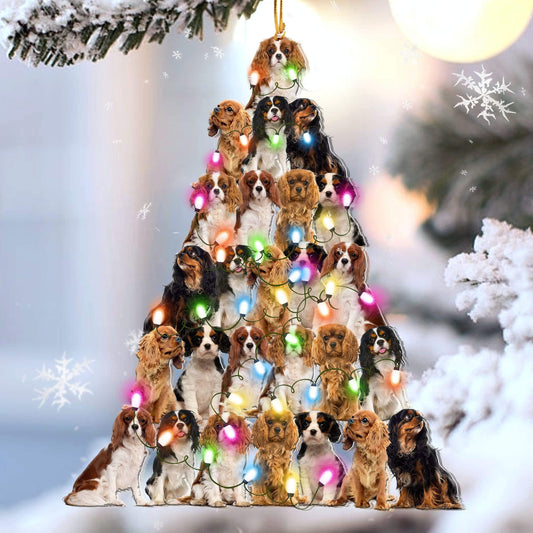 Cavalier king lovely tree gift for cavalier lover gift for dog mom Christmas Plastic Hanging Ornament, Happy Christmas Ornament, Christmas Gift, Christmas Decoration