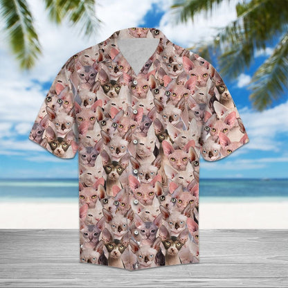 Awesome Sphynx Cat Group Design Themed Hawaiian Shirt, Hawaiian Shirt Gift, Christmas Gift
