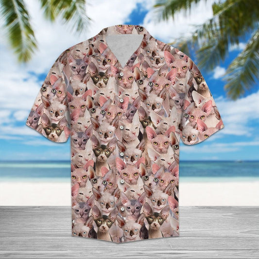 Awesome Sphynx Cat Group Design Themed Hawaiian Shirt, Hawaiian Shirt Gift, Christmas Gift