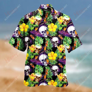 Amazing Skull Unisex Hawaiian Shirt Vacation Short Sleeve Tactical Hawaiian Shirt Funny Hawaiian Shirts, Hawaiian Shirt Gift, Christmas Gift