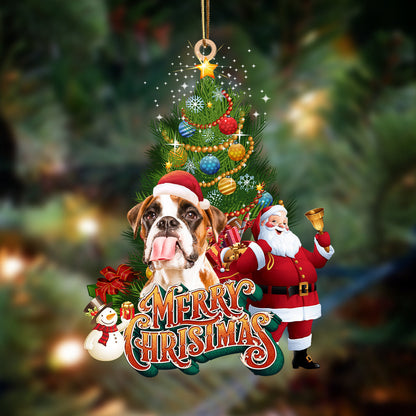 Boxer-Christmas Tree & Dog Hanging Christmas Plastic Hanging Ornament, Christmas Ornament Gift, Christmas Gift, Christmas Decoration
